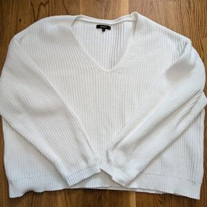 Quince Off-white V-Neck Sweater, 100% Cotton